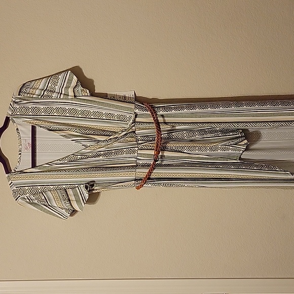 No Boundaries size XXL (19) Bohemian Romper with high low green and white - Picture 1 of 6